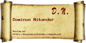 Dominus Nikander névjegykártya
